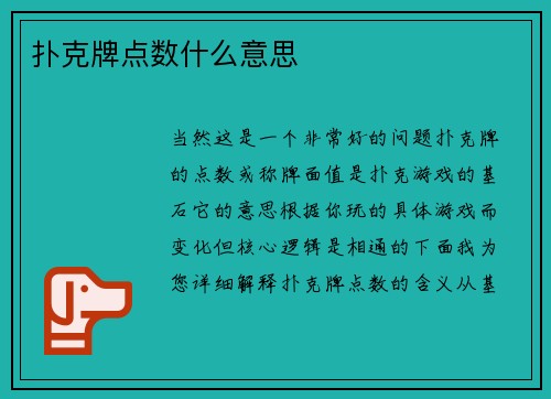 扑克牌点数什么意思